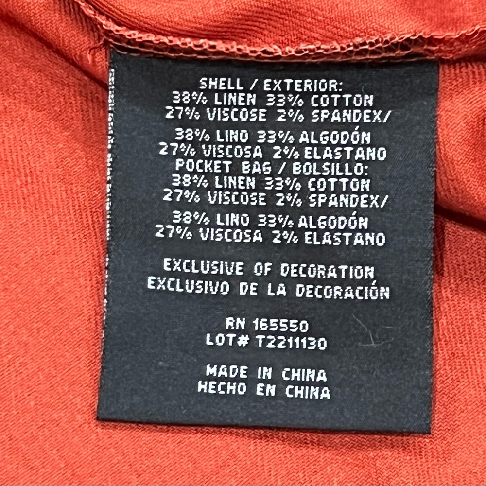 32 Degrees Cool Orange Red Linen Blend Trace Drawstring NWT Jacket Size Medium - Picture 8 of 10